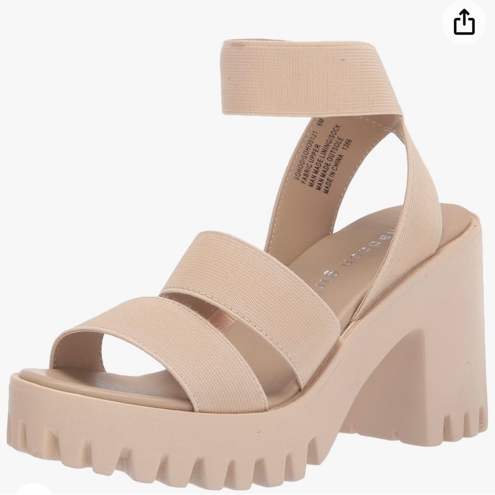 Madden Girl Sohoo Heeled Sandal, Strappy Sandals in Sand/Tan